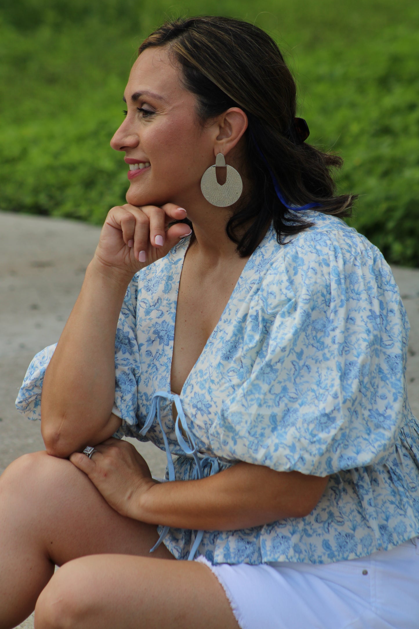 Floral Tie-Front Peplum Top