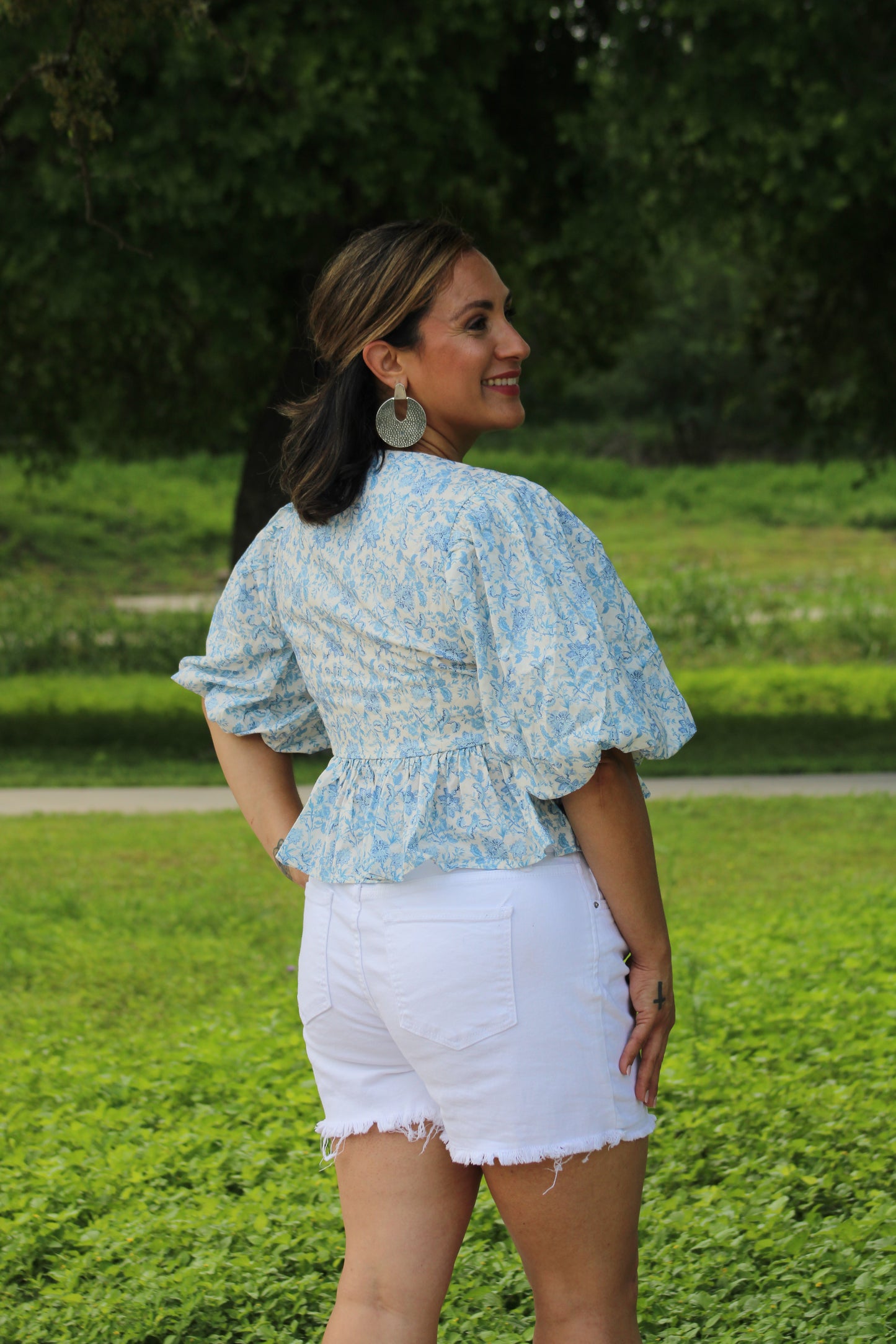 Floral Tie-Front Peplum Top