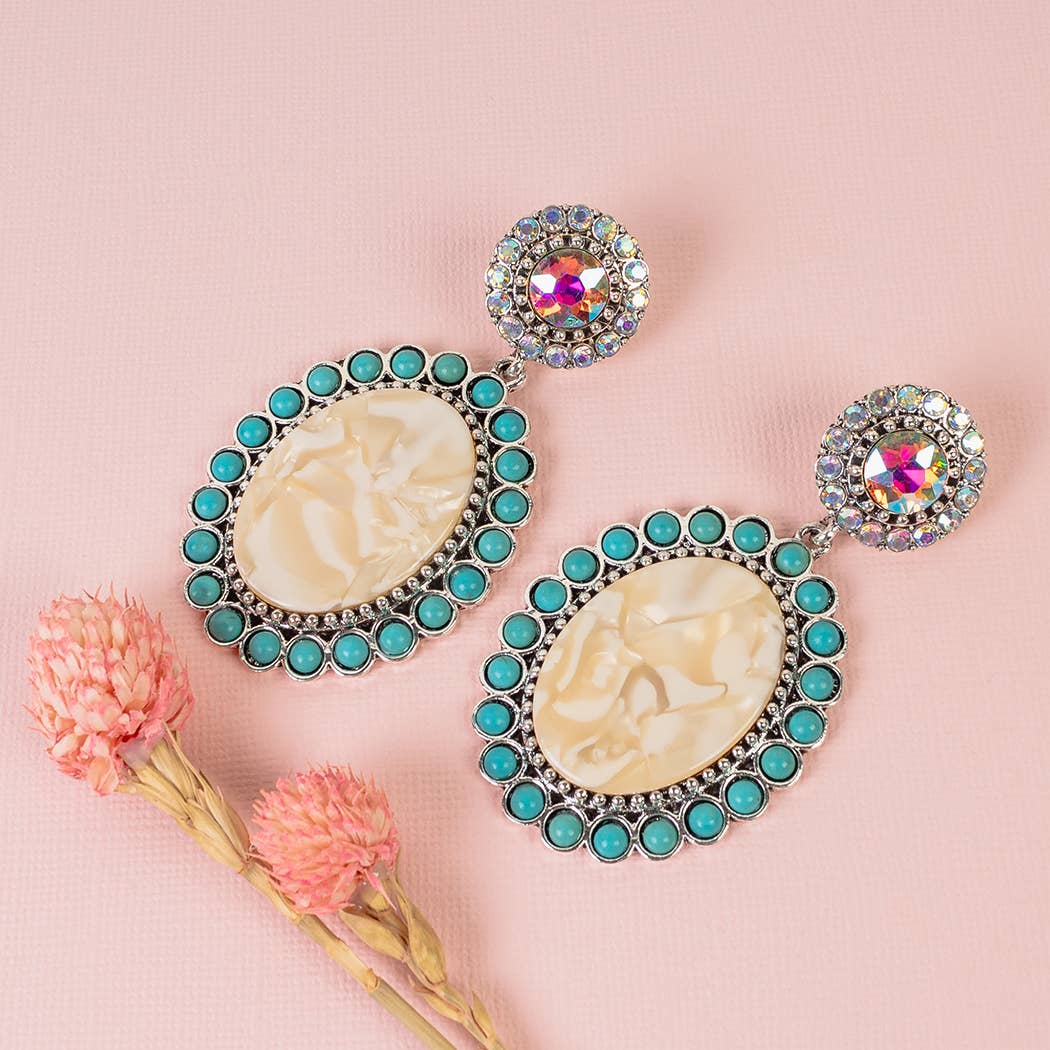Acrylic Drop Earrings - Turquoise Details