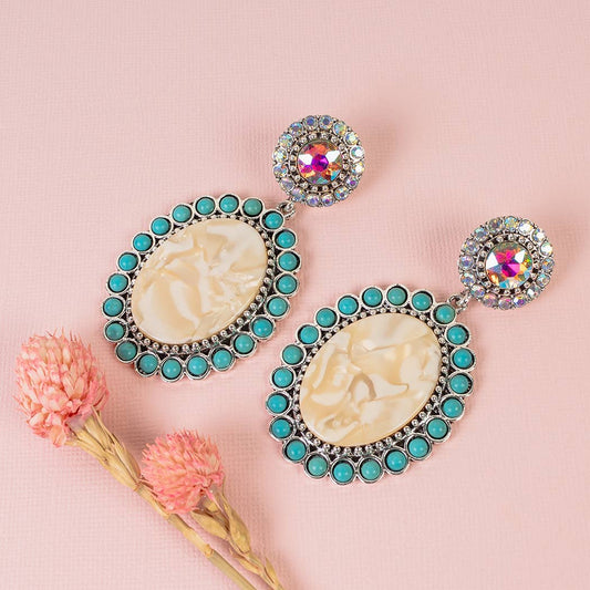 Acrylic Drop Earrings - Turquoise Details