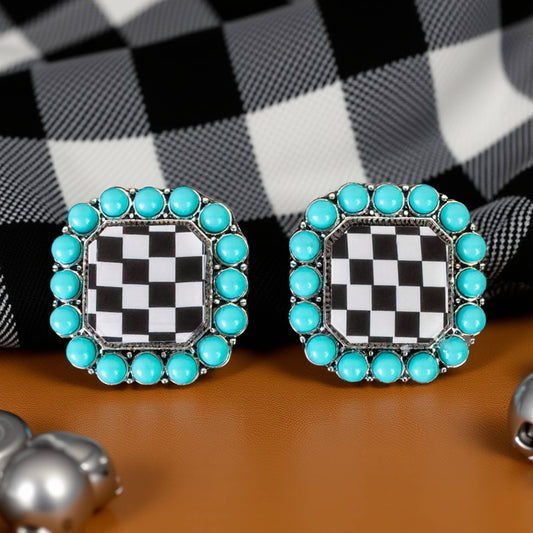Checkered Print Earrings