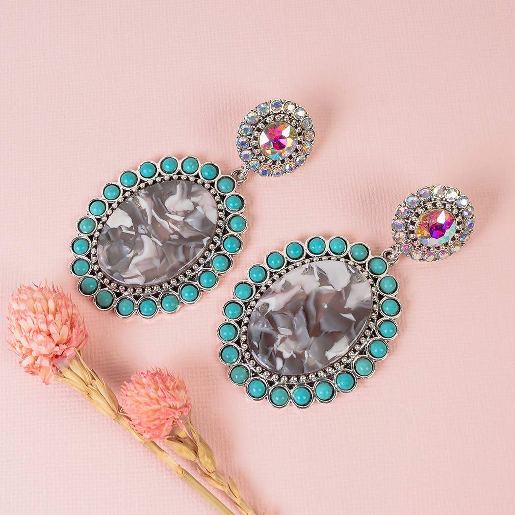 Acrylic Drop Earrings - Turquoise Details
