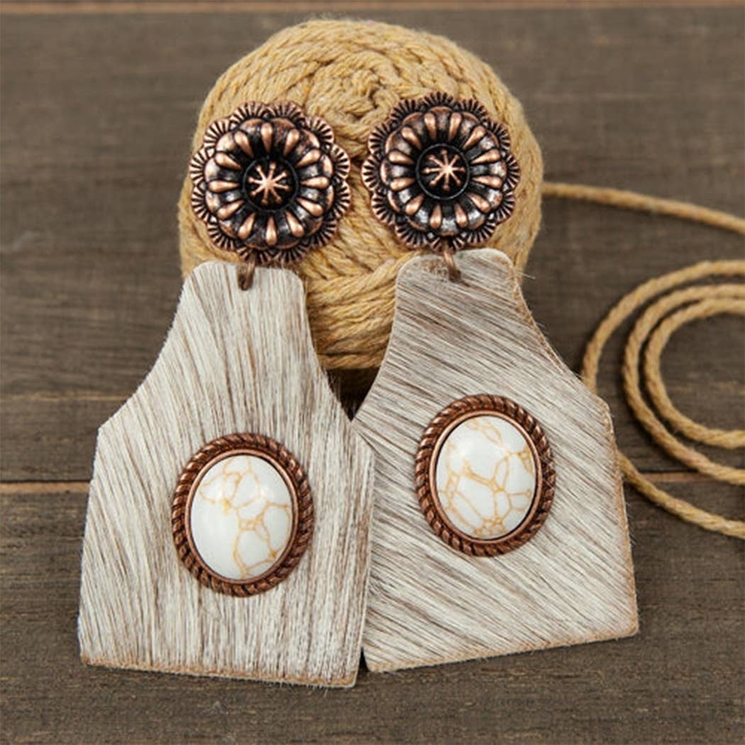Animal Hide and Turquoise Earrings