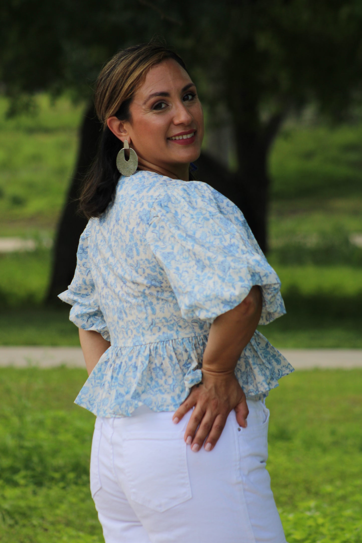 Floral Tie-Front Peplum Top